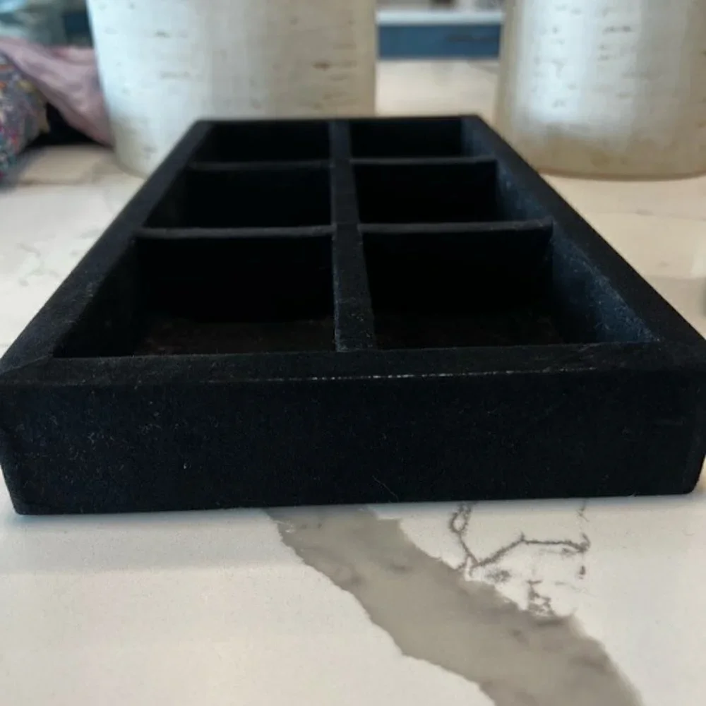 Black Felt Jewelry Organizer, 6 Compartments, Drawer Organizer